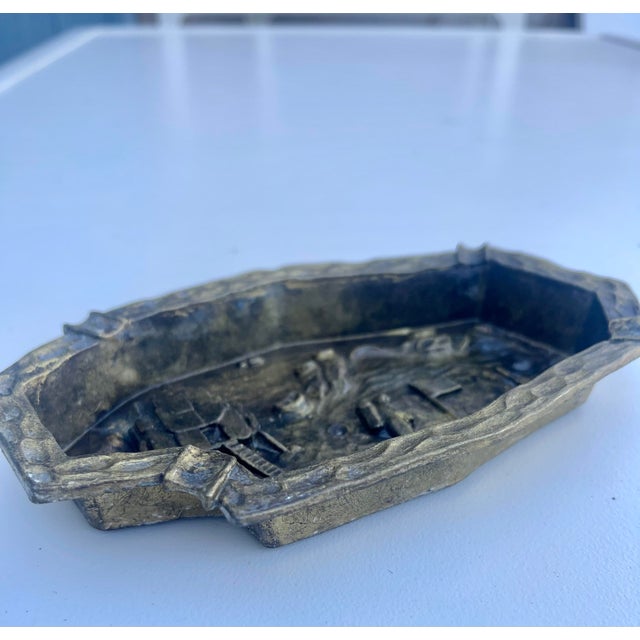 Metal Ashtray Representing the First Step of the Man on the Moon in Metal 1970 For Sale - Image 7 of 10