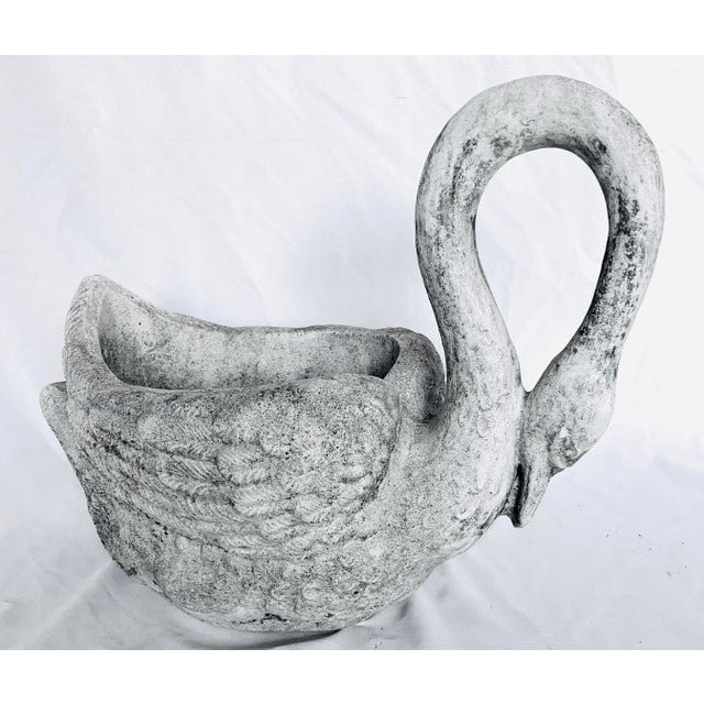 French Country Early 1900s Antique French Concrete Swan Planter For Sale - Image 3 of 17