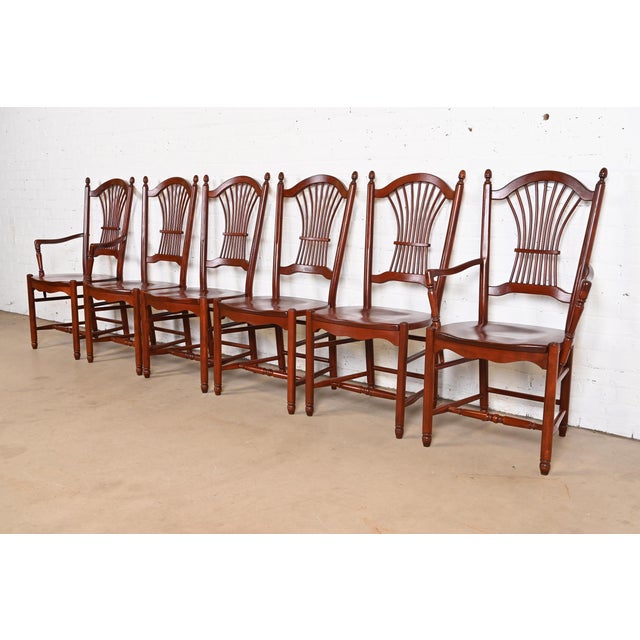 Ethan Allen Style Shaker Solid Cherry Wood Dining Chairs, Set of Six For Sale - Image 11 of 12