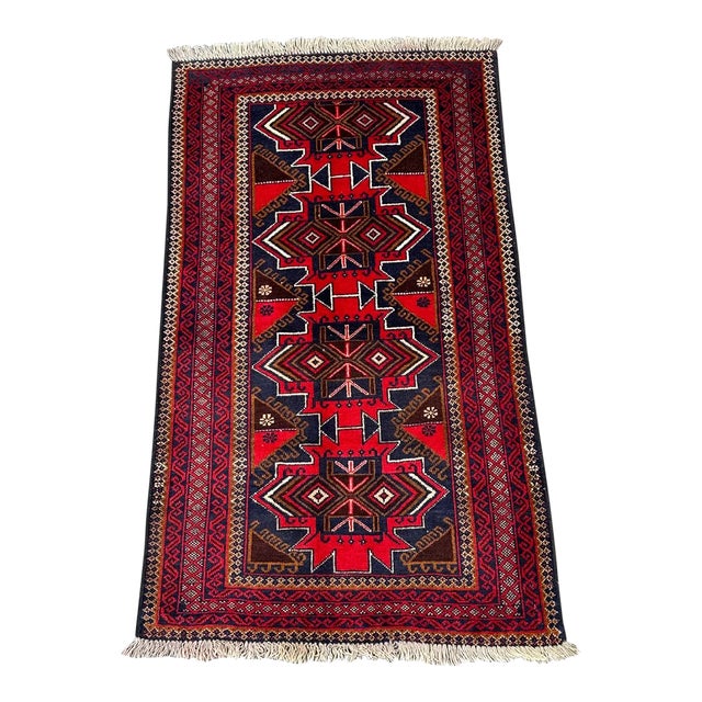 Vintage Belouch Tribal Afghan Rug For Sale