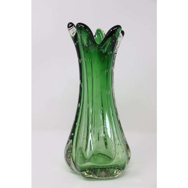 Mid-Century Modern Italian Vase in Green Murano Art Glass, 1960s For Sale - Image 3 of 11