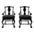 1950s French Revival Black Lacquer Chippendale Arm Chairs With Carved Cabriole Legs For Sale