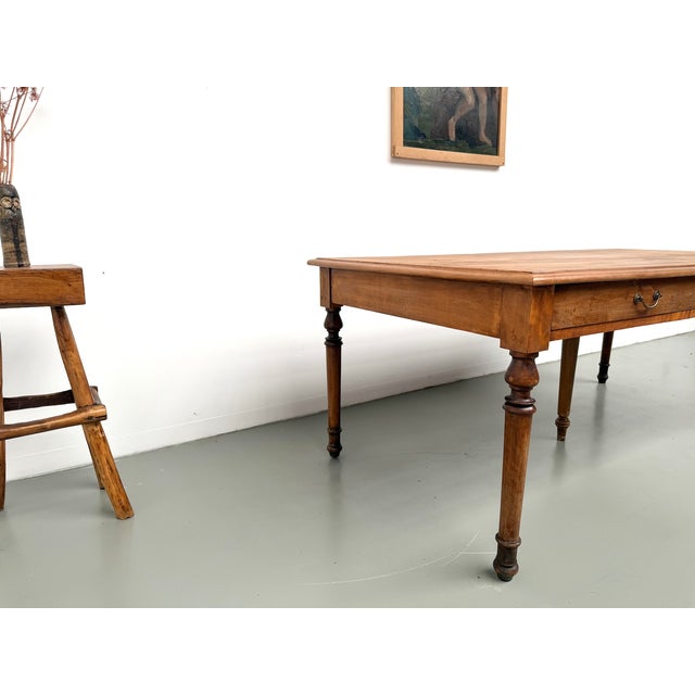 Farmhouse Table with Five Beech Legs and Four Drawers, 1950s For Sale - Image 8 of 18