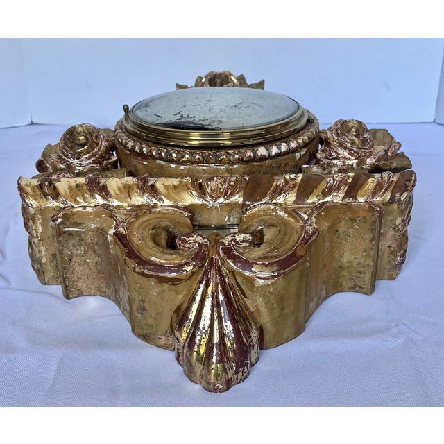 Antique French Gilt Wood Clock Case W/Mirrored Convex Glass Finish For Sale - Image 13 of 18