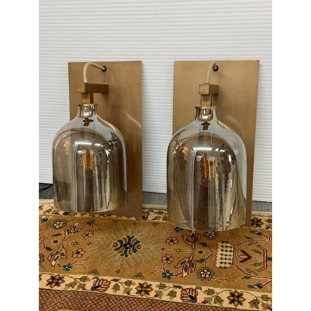Brass Plate + Mercury Glass Wall Sconces, Pair For Sale - Image 11 of 12