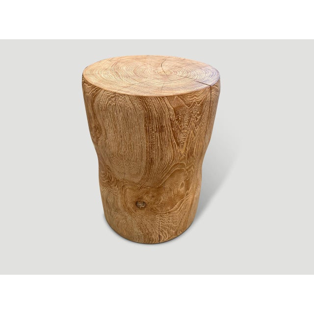 Andrianna Shamaris Hand Carved Teak Side Table For Sale - Image 4 of 6