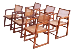 A Beautiful Set of 6 “Box” Armchairs by Pierre Jeanneret, Circa Late 1950s.
