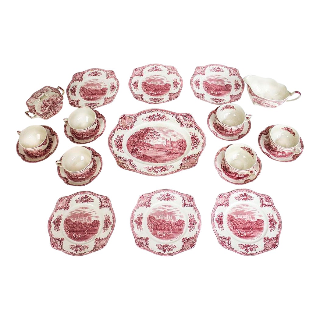 Johnson Bros China Old Britain Castles Pink Breakfast Set 15 Pieces Chairish