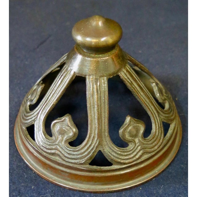 Art Nouveau Vintage original Handel Lamp Bronze Heat Cap For Sale - Image 3 of 7