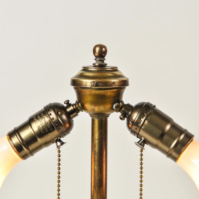 Early 20th Century Antique Celadon Glazed Ceramic Urn Lamp With Bronze Base For Sale - Image 5 of 18