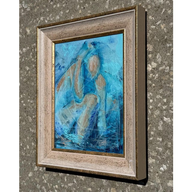 Vintage Boho Abstract Figurative Oil on Canvas For Sale In West Palm - Image 6 of 6