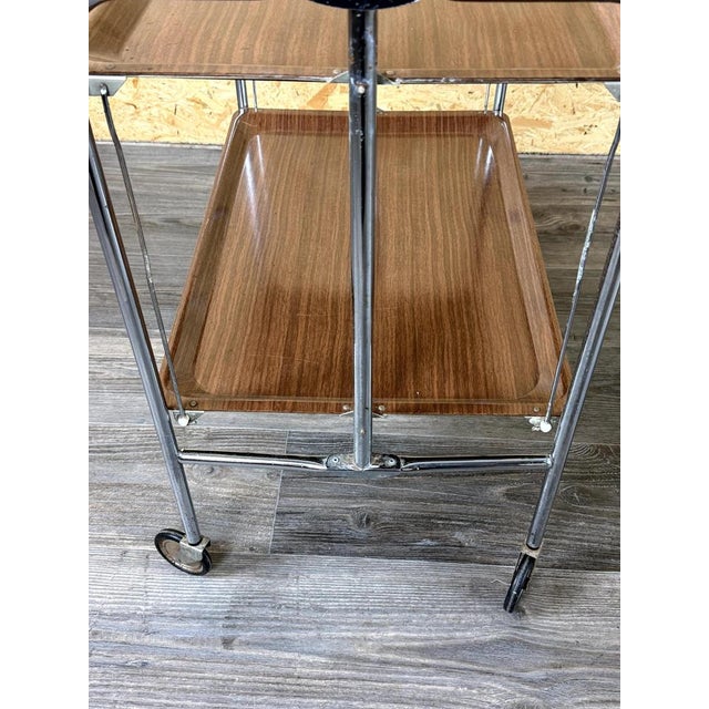 Space Age Chrome and Brown Serving Trolley, 1960s-1970s For Sale - Image 13 of 15