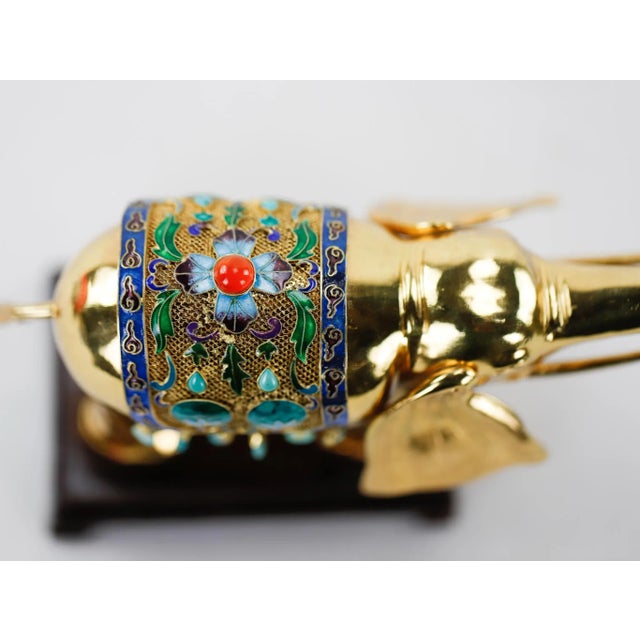 Vintage Filigree Bronze Glit Elephant For Sale - Image 9 of 11