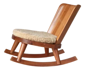Modern Swedish Rocking Chair in Pine & Sheepskin attributed to Göran Malmvall, 1930s