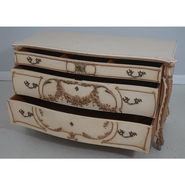 French Antique French Carved Mahogany Painted Dresser For Sale - Image 3 of 18