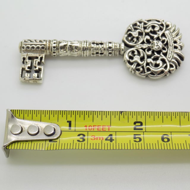 Vintage Italian Handmade Genuine Sterling Silver 925 Real Life Size Decorative Key, 1980s For Sale - Image 12 of 13