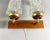 Double Arm Wall Lights with Cylindrical Glass Shades and Wooden Bases, Germany, Set of 2 For Sale - Image 5 of 10