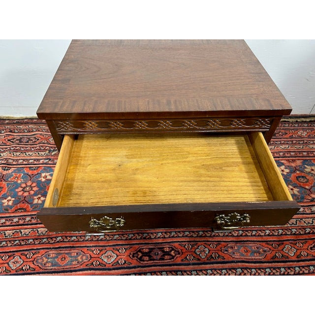 Wood 1960s Baker Mahogany Chippendale Style Nightstand With Doors For Sale - Image 7 of 10