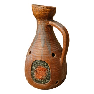 Lamp in Glazed Ceramic with Glass Inclusions, 1970s For Sale