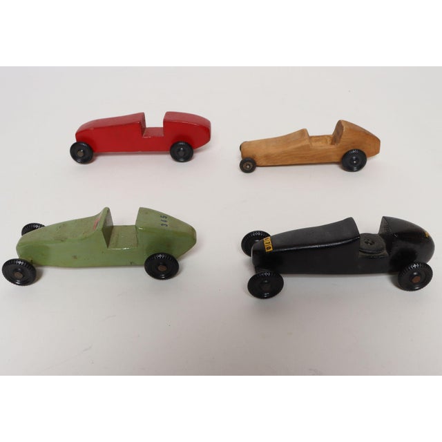 Set of Four Vintage Painted Pinewood Racers For Sale - Image 4 of 18