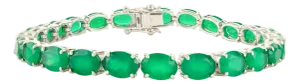 Oval Cut Green Onyx Tennis Bracelet in 925 Sterling Silver