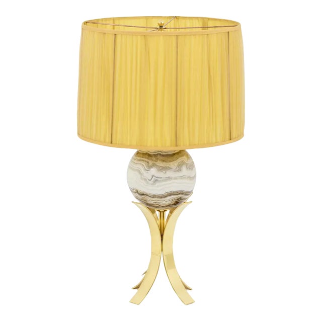 Sphere Table Lamp in Marble and Gilt Brass, 1970s For Sale