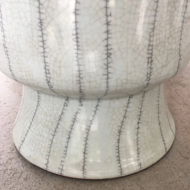 Crackle Ceramic Umbrella Stand For Sale In Miami - Image 6 of 13