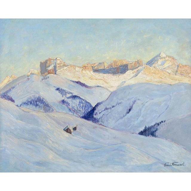 Emil Donat, Sunset Over the Dolomites, Early 1900s, Oil on Canvas For Sale - Image 3 of 18