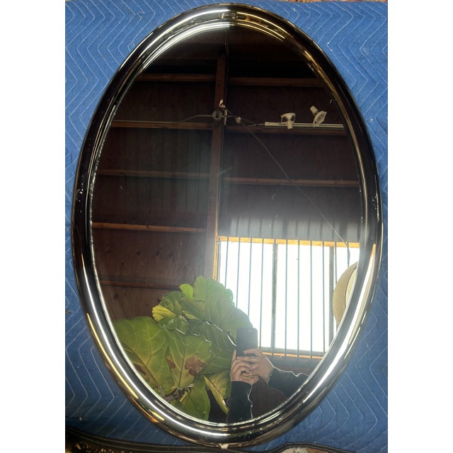 2020s Chrome Oval Mirror For Sale - Image 5 of 6