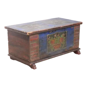 19th C Painted Swedish Wood Box