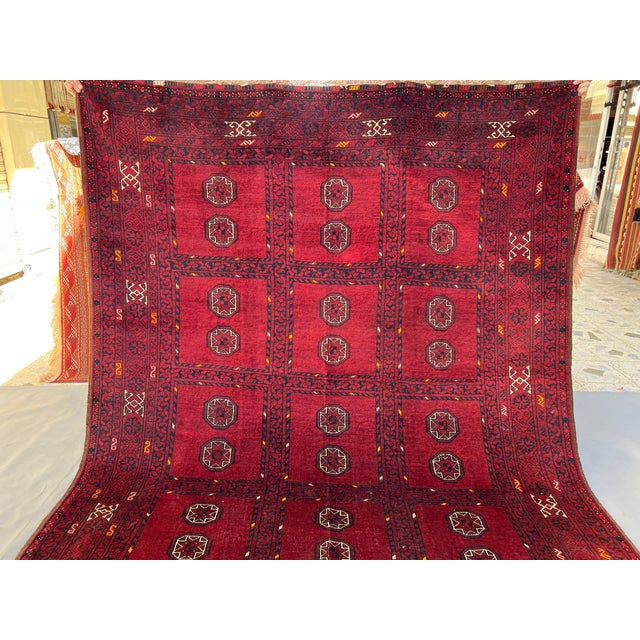 Vintage Afghan Turkmen Ashik Star Gul Garden Compartment Tribal Rug - 9'10" X 6'2" For Sale - Image 9 of 13