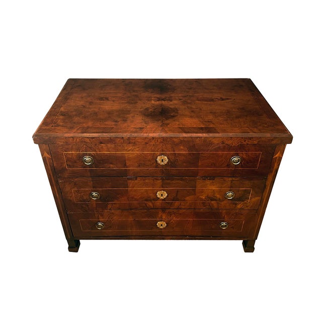 Biedermeier Austrian Biedermeier Mahogany Veneered Chest of Drawers For Sale - Image 3 of 10