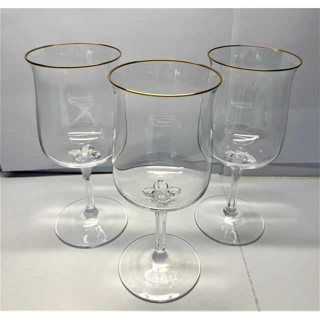 Lovely delicately simple, handblown Tulip shaped Vintage Lenox Water or Red Wine Goblets from the 70's. They have a gold...