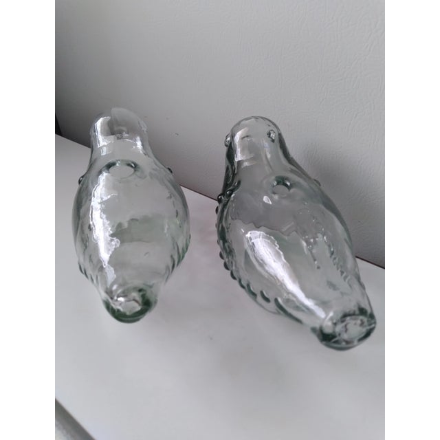 Vintage Green Art Glass Bird Figurines Propagation/Stem Holders- a Pair For Sale - Image 4 of 5