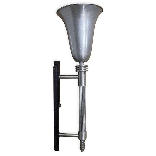 Set of 4 large 30" Tall 1930s Art Deco/Machine Age aluminum and steel Wall Sconce finished with a mix of machined pieces...