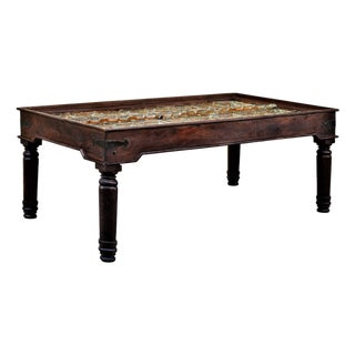 1920s Rustic Dark Brown Reclaimed Wood Dining Table – 1 Piece For Sale