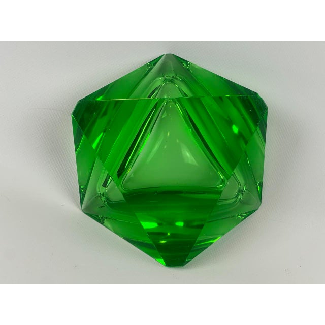 Chartreuse Art Deco Green Glass Ashtray attributed to Moser, 1930s For Sale - Image 8 of 10