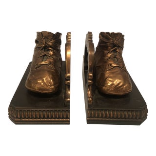 Vintage Bronze Baby Shoe Bookends - a Pair For Sale
