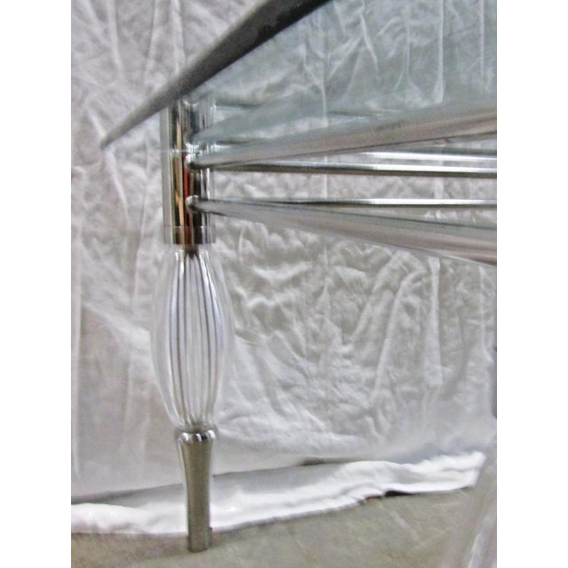 1960s Mid-Century Modern Chrome With Limerick Crystal Legs Glass Top Coffee Table For Sale In Miami - Image 6 of 12