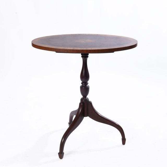 Mid 20th Century Mid 20th Century Inlaid Mahogany Tilt-Top Table For Sale - Image 5 of 6