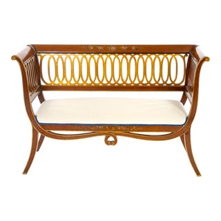 Hand-Painted & Partially Gilt Adams Style Small Settee For Sale