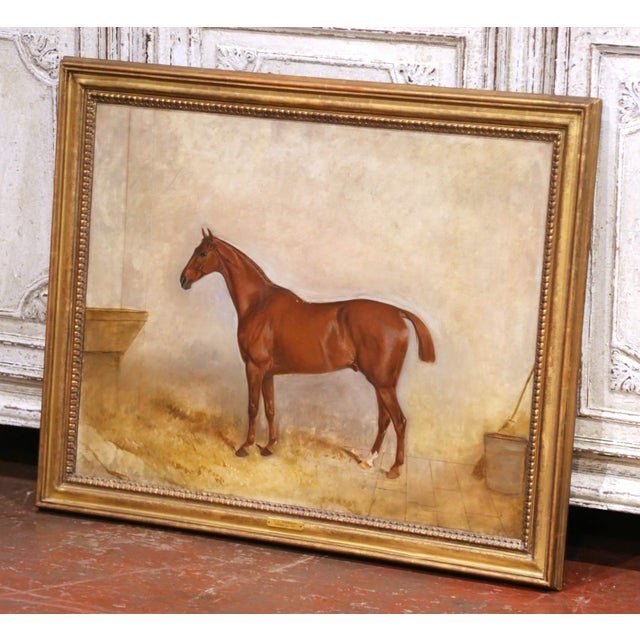 Decorate a study, library, den, or equestrian interior with this refined antique British horse painting by Claude Lorraine...