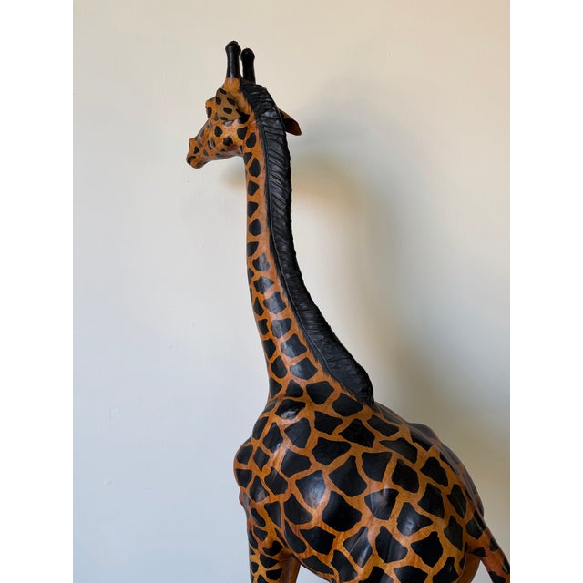 Tall - Vintage Leather-Wrapped Giraffe Sculpture For Sale - Image 11 of 12