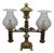 Antique Regency Brass Double Argand Hurricane Lamp Candlestick Candelabra Light For Sale