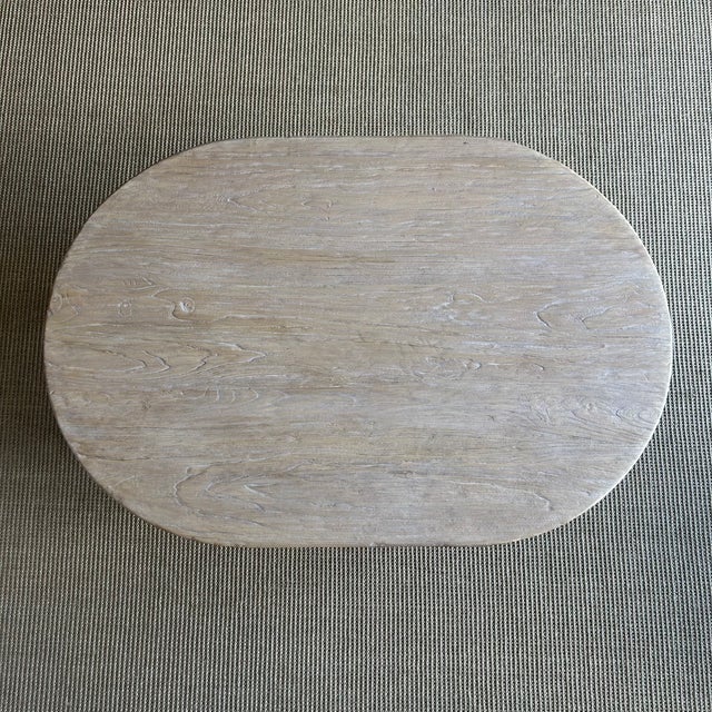 Reclaimed Elm Wood Oval Coffee Table 59" For Sale - Image 10 of 11