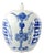 A very unusual hand made Chinese ginger jar with its' original lid. The hand painted shaded blue decoration features...