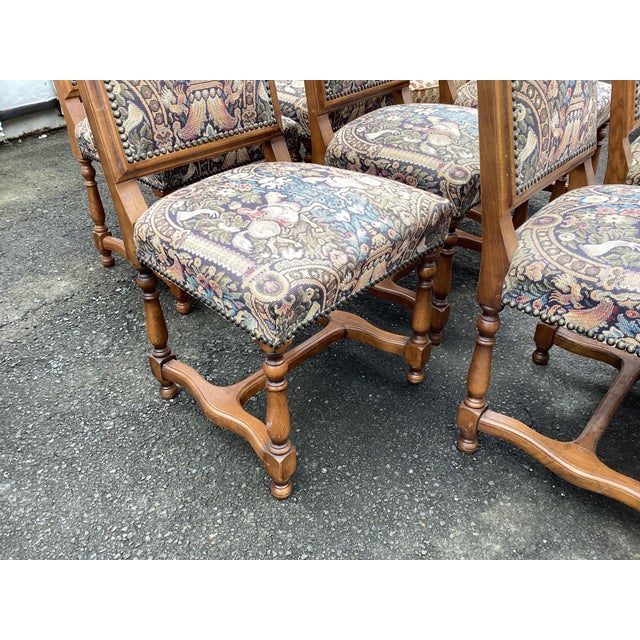 Set of 8 French Tapestry Dining Chairs For Sale - Image 10 of 12