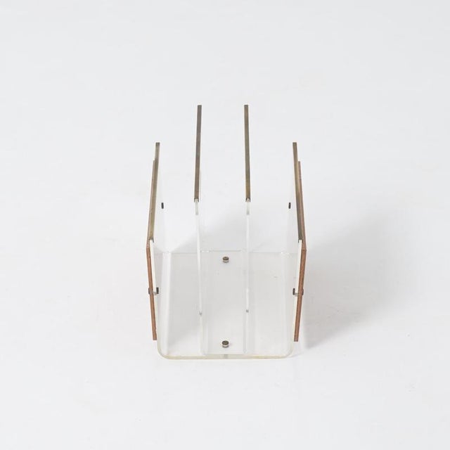 Acrylic Glass and Rattan Magazine Stand, 1970s For Sale - Image 10 of 18