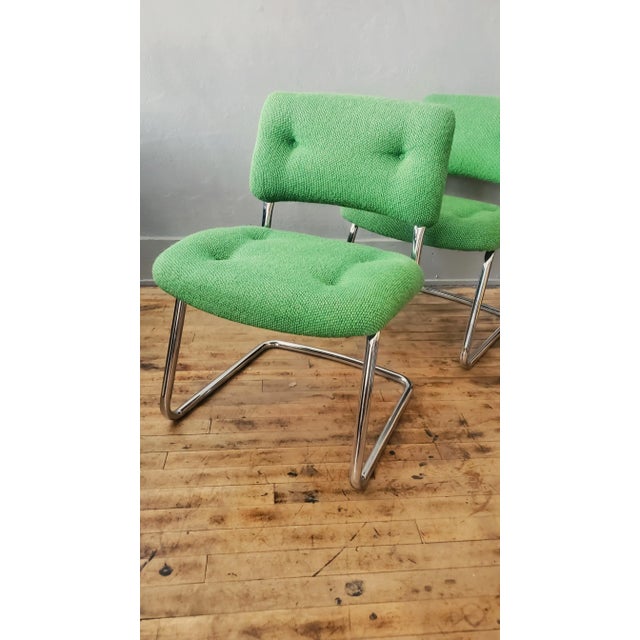 1970s Steelcase Cantilever Upholstered Side Chairs- a Pair For Sale In Rochester - Image 6 of 8