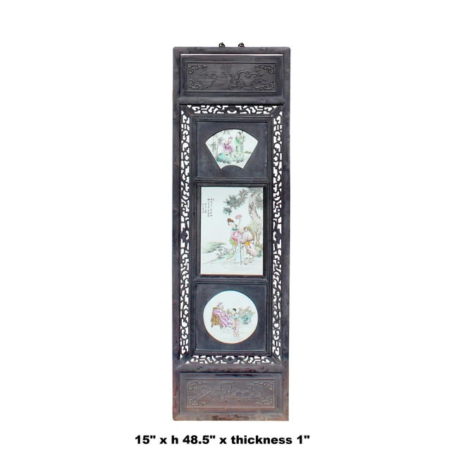 Brown Vintage Rustic People Scenery Porcelain Painting Wall Panel For Sale - Image 8 of 9